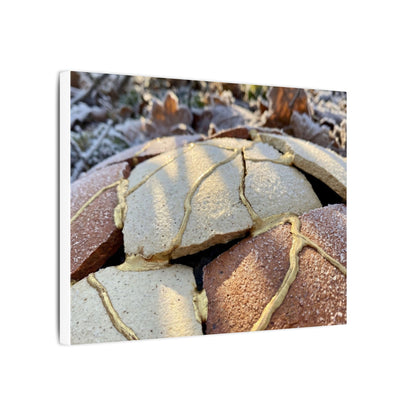 Broken Pottery Crackle Gold Canvas Art | Healing Kintsugi Art