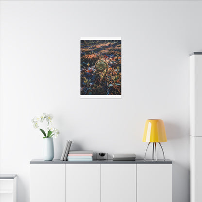 Kintsugi Fern Unfurling in Dappled | Gold Vein Canvas Art