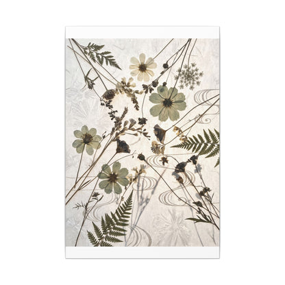 Japandi Dried Flowers in Golden Hour | Japanese Pattern Canvas Art