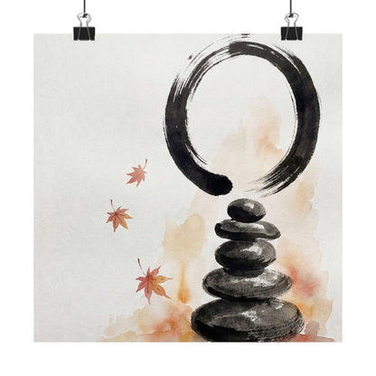 Tranquil River Stones Wall Art Print - Enso Zen Art Print