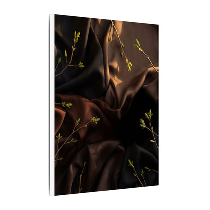 Dark Japandi Silk Drape in Golden Hour | Moody Minimal Canvas Art