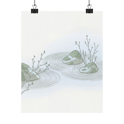 Spring Rock Garden Minimal Line Wall Art Print | Elegant Decor