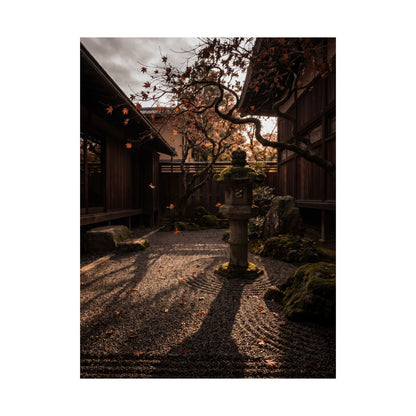 Autumn Stone Lantern Shadow Zen Wall Art Print | Moody Decor