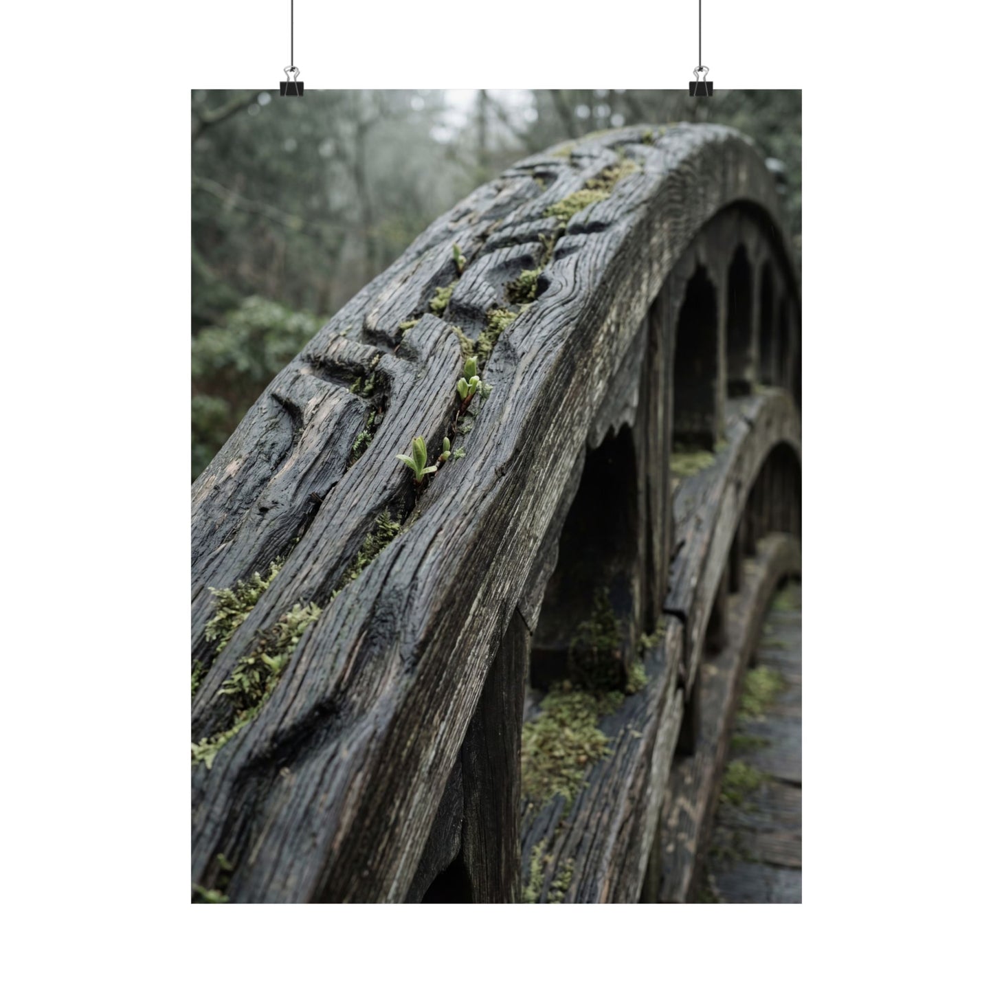 Kanso Wooden Bridge Wall Art Print - Japandi Japanese Pattern Art Print