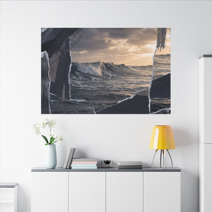 Fukinsei Ocean Wave Canvas Art - Dark Japandi Shadow Zen