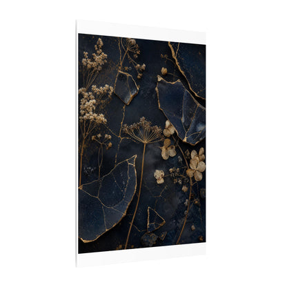 Philosophical Dried Flowers Canvas Art - Broken Beauty Kintsugi