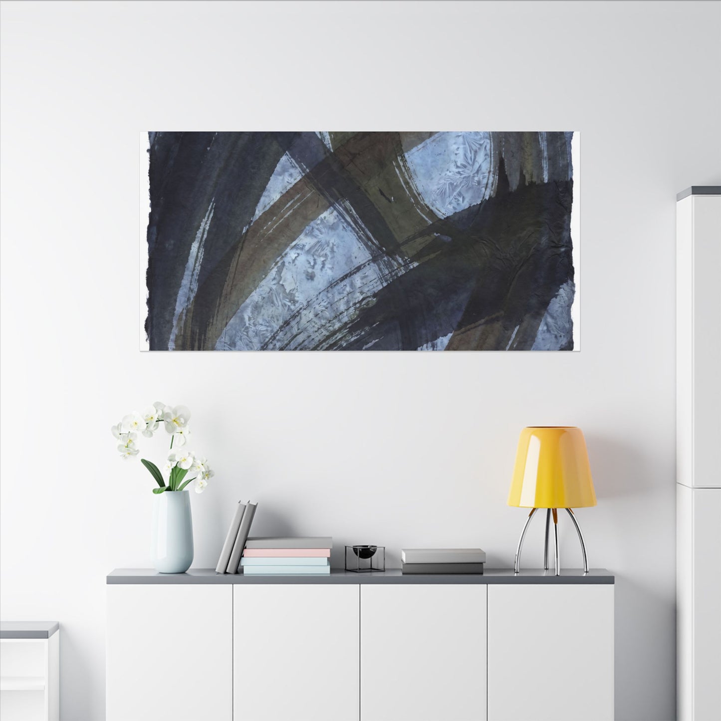 Ink Brushstroke Canvas Art | Winter Dark Japandi Shadow Zen Art