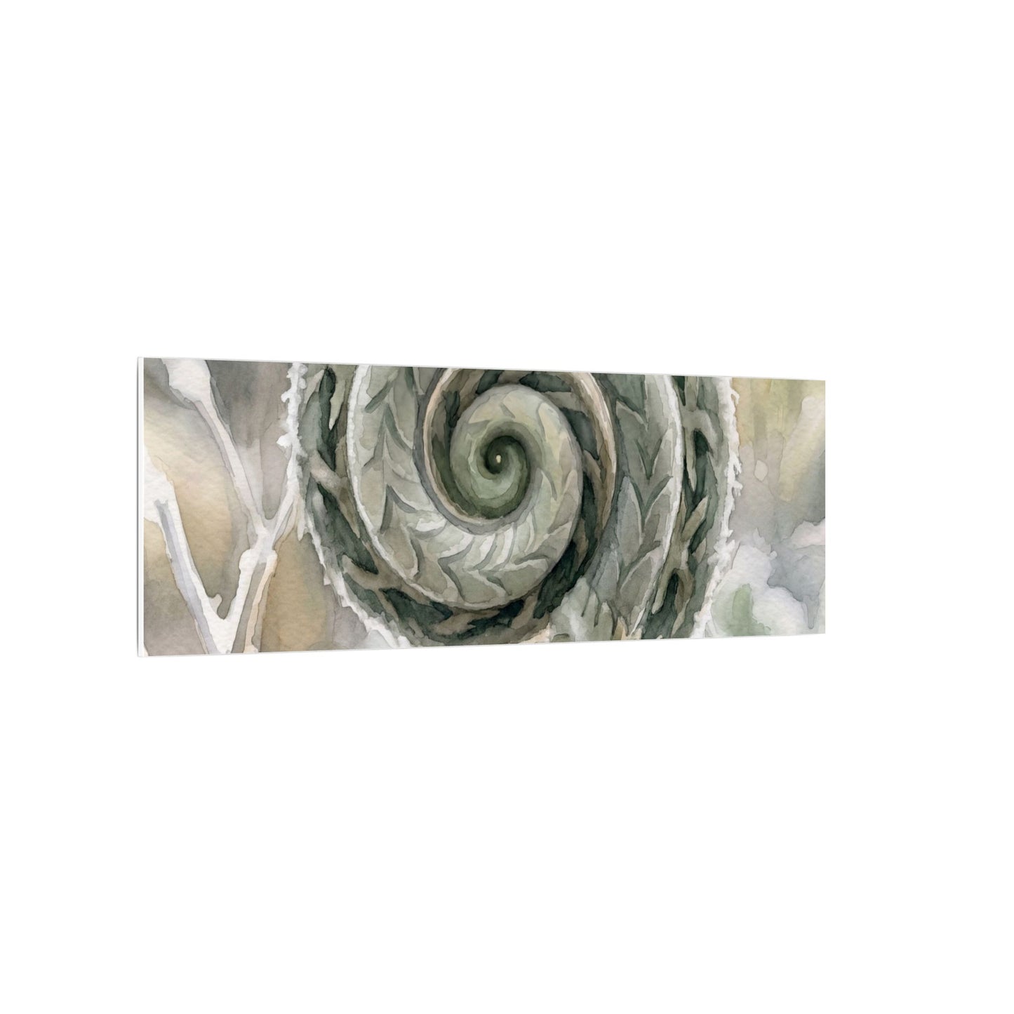 Winter Fern Unfurling Watercolor Canvas Art | Cozy Decor