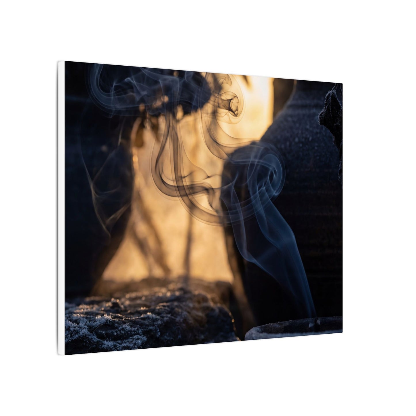 Incense Smoke Canvas Art | Winter Dark Japandi Shadow Zen Art