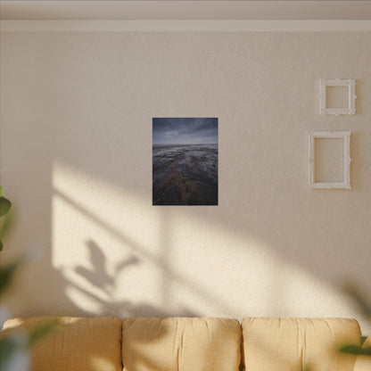 Dark Japandi Cracked Earth in Overcast | Dark Texture Canvas Art