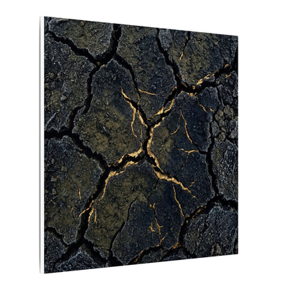Overcast Cracked Earth Canvas Art - Dark Japandi Ma