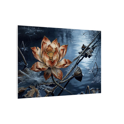 Winter Lotus Flower Broken Beauty Canvas Art | Healing Decor