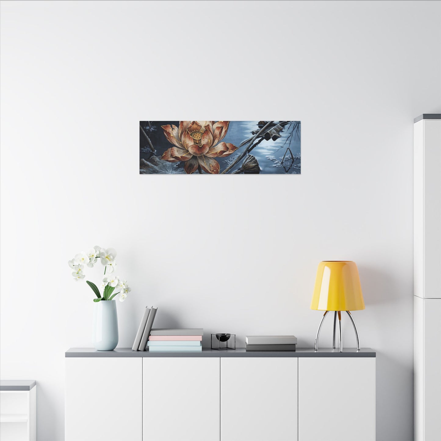 Winter Lotus Flower Broken Beauty Canvas Art | Healing Decor