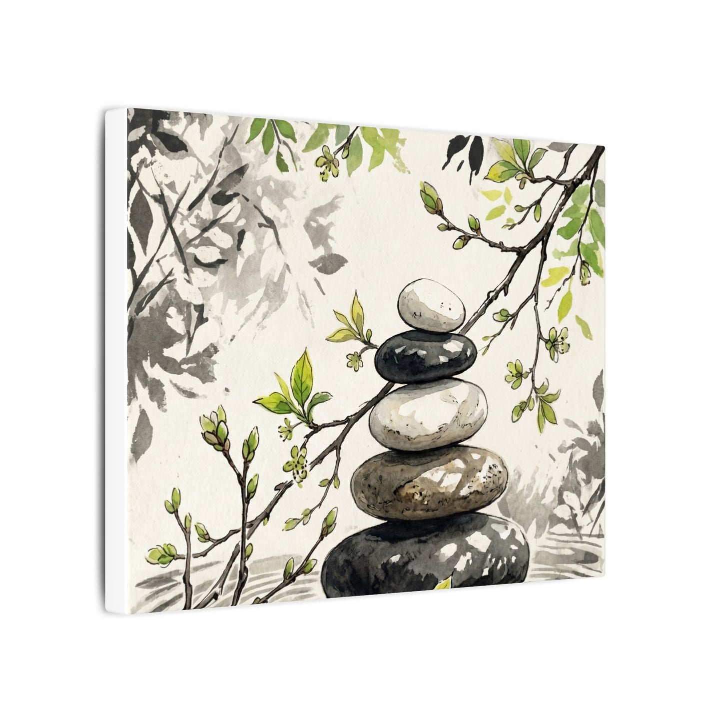 Spring River Stones Japanese Pattern Canvas Art | Elegant Decor