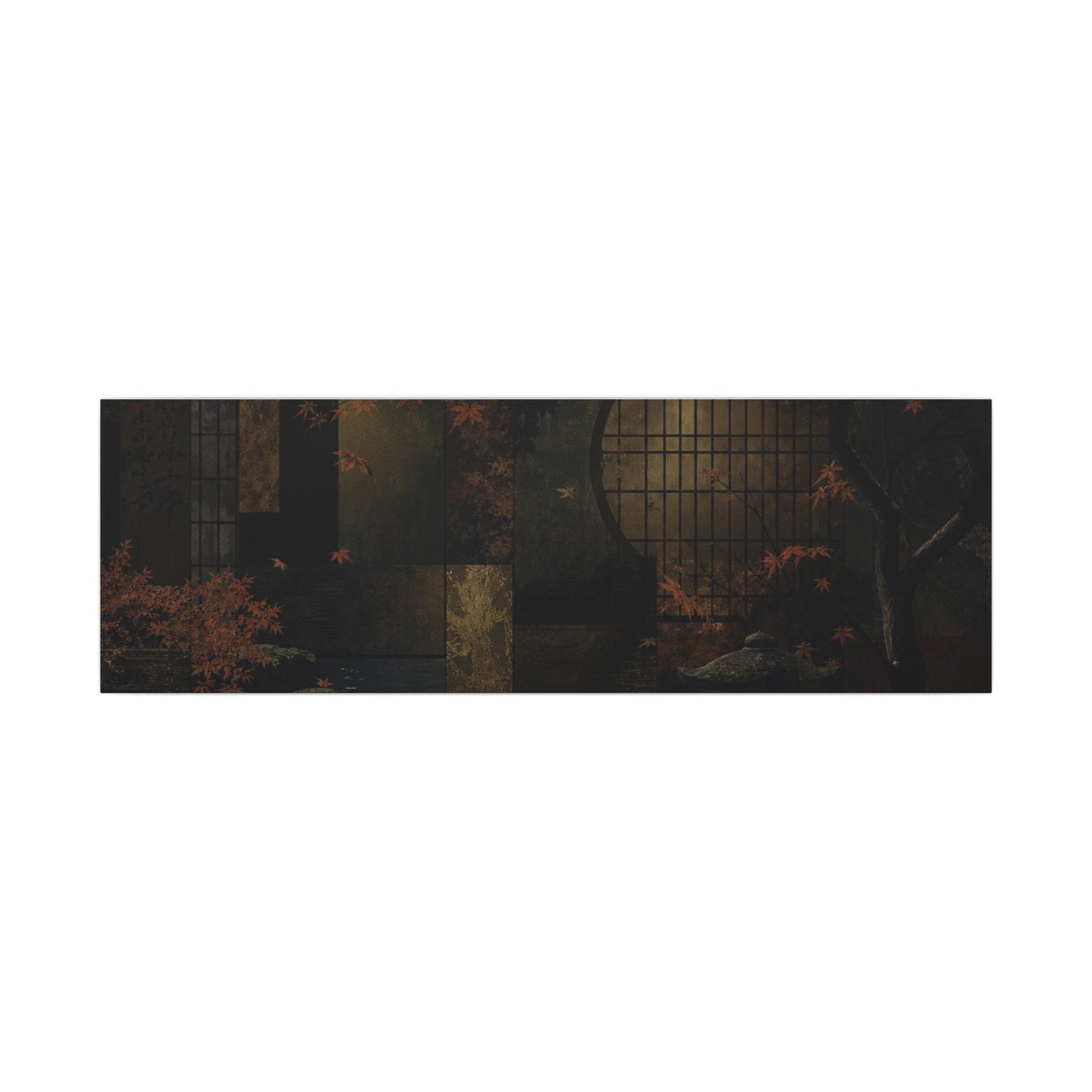 Moonlight Moonlit Garden Canvas Art - Dark Japandi Shibui
