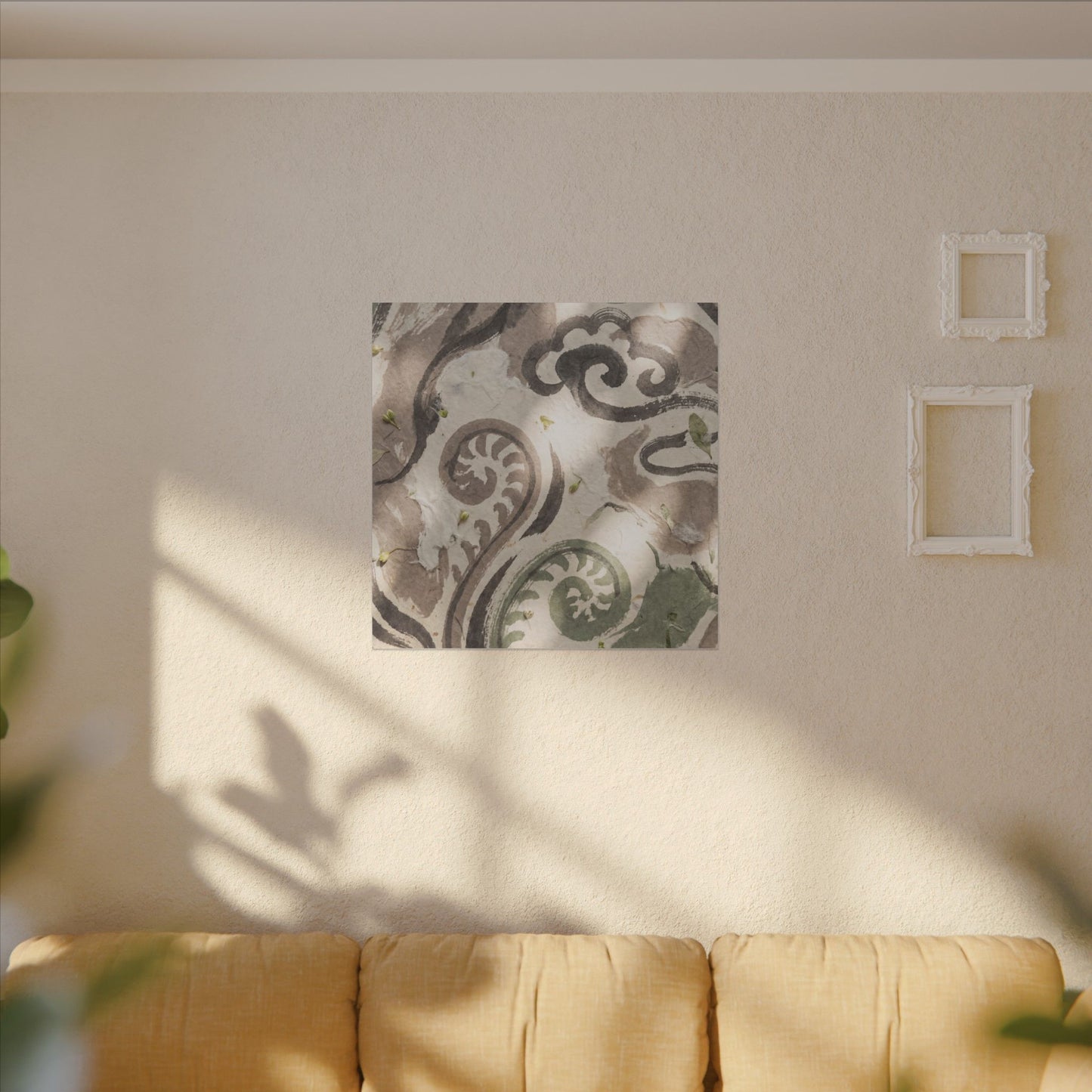 Dappled Ink Brushstroke Canvas Art - Japandi Ma