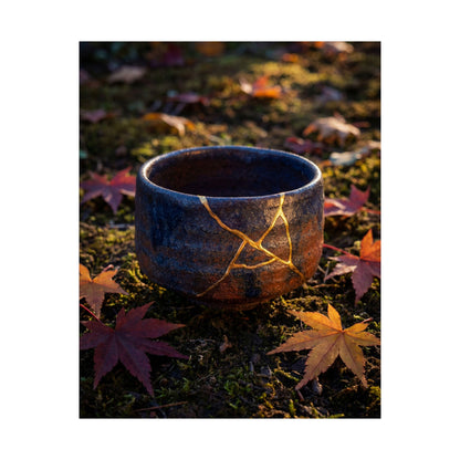 Moonlit Garden Wall Art Print | Autumn Kintsugi Gold Repair Art