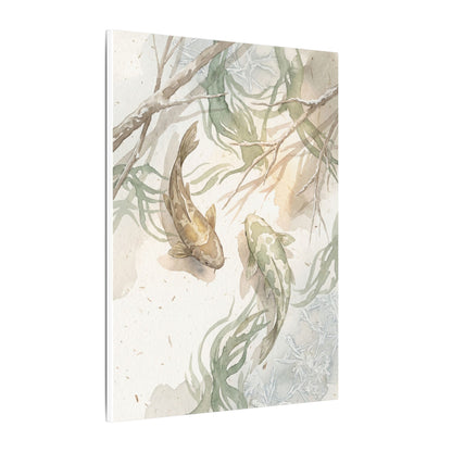 Koi Pond Canvas Art | Winter Japandi Watercolor Art