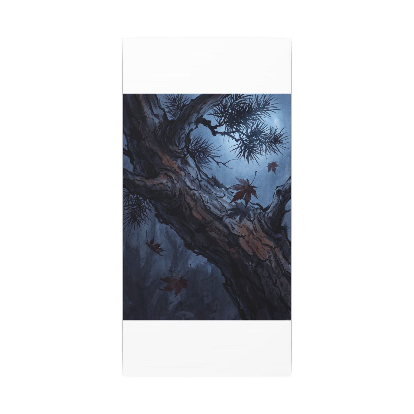 Atmospheric Pine Tree Canvas Art - Shadow Zen Dark Japandi