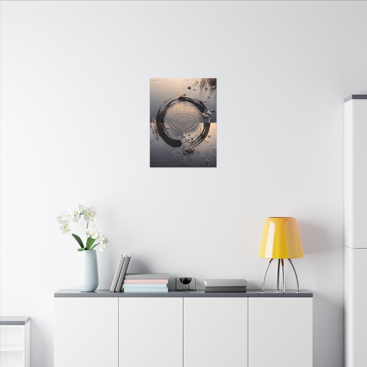 Winter Water Ripple Enso Canvas Art | Tranquil Decor