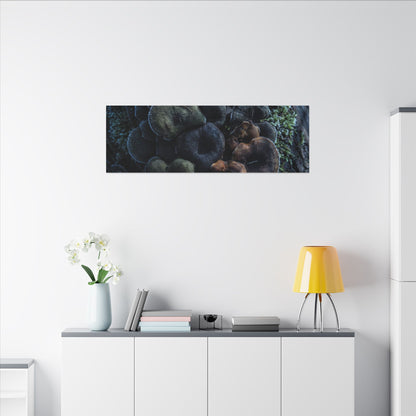 Wild Mushrooms Moody Minimal Canvas Art | Moody Dark Japandi Art