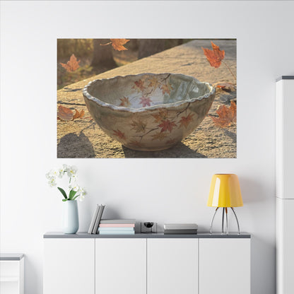 Japandi Ceramic Bowl in Golden Hour | Japanese Pattern Canvas Art