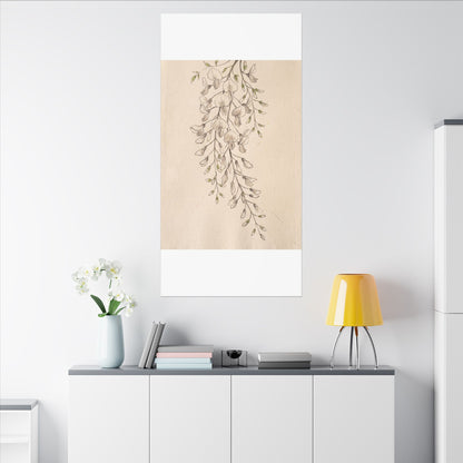 Japandi Wisteria in Golden Hour | Minimal Line Canvas Art
