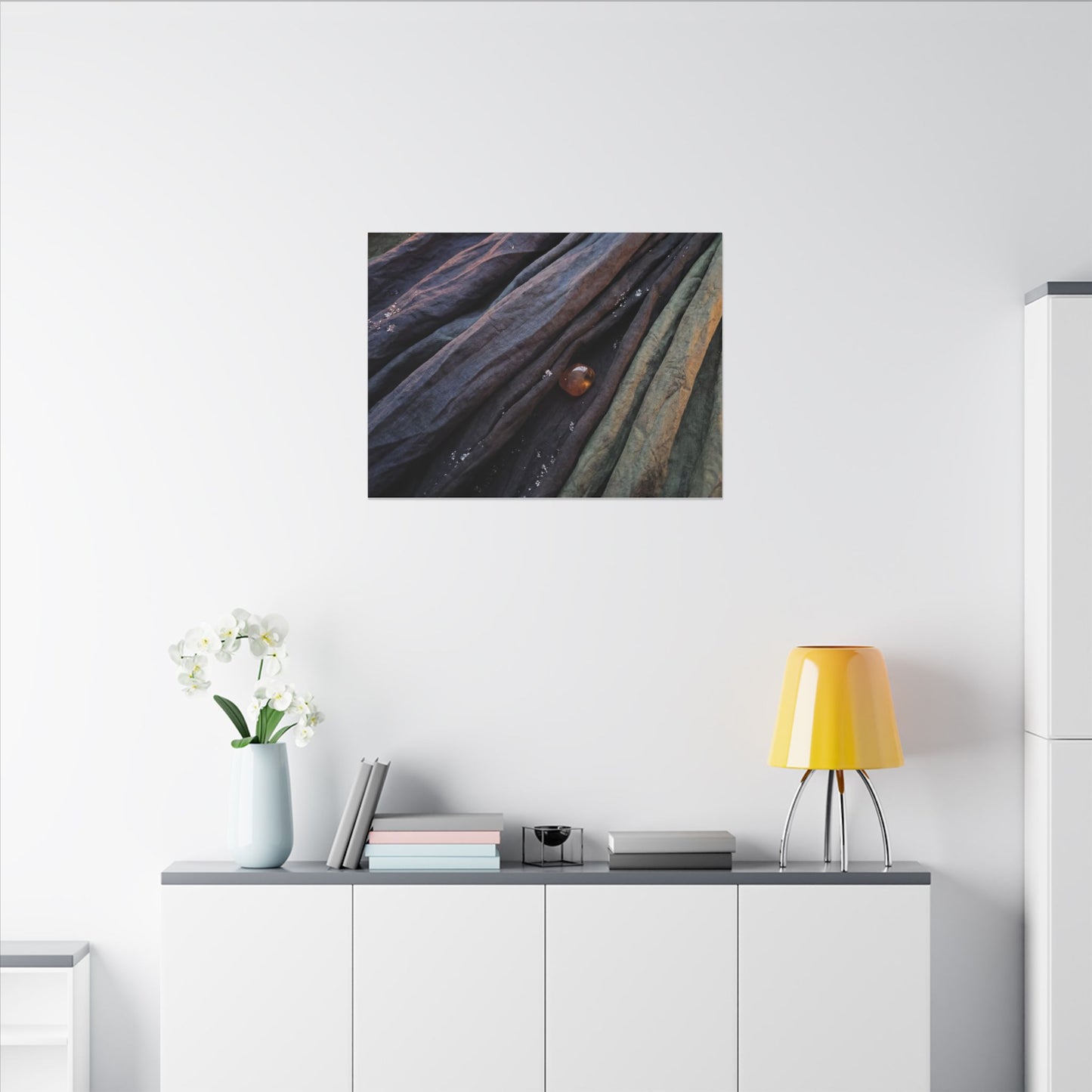 Silk Drape Shadow Zen Canvas Art | Moody Dark Japandi Art