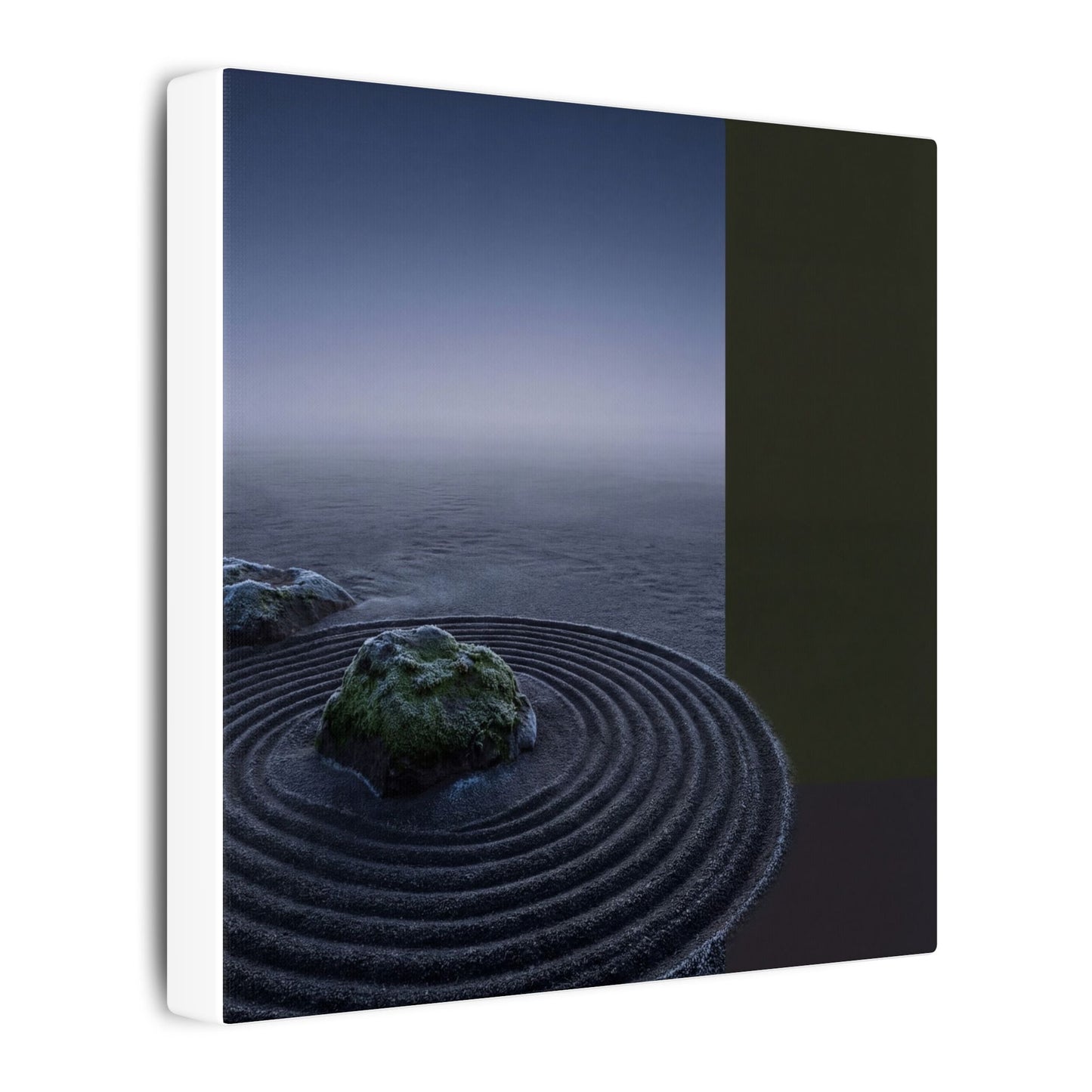 Ma Rock Garden Canvas Art - Dark Japandi Moody Minimal