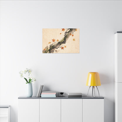 Ink Brushstroke Autumn Canvas Art | Zen Calm Design