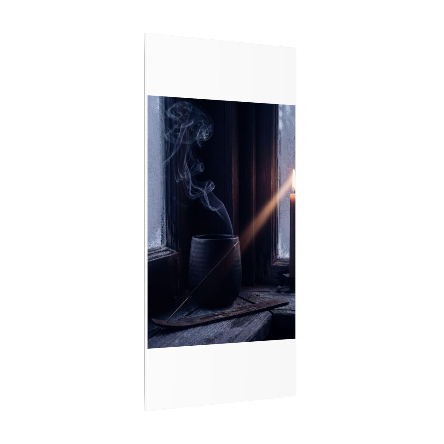 Incense Smoke Winter Canvas Art | Dark Japandi Sophisticated Design