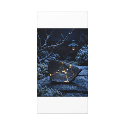 Moonlit Garden Winter Canvas Art | Kintsugi Artful Design
