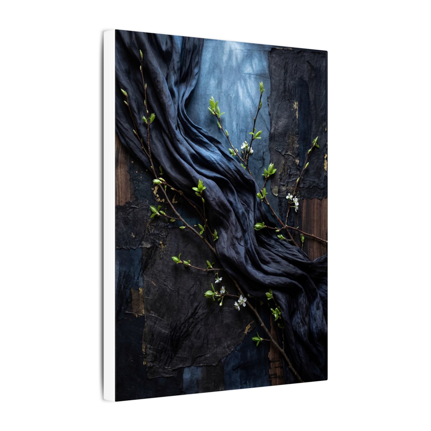Spring Silk Drape Dark Texture Canvas Art | Atmospheric Decor