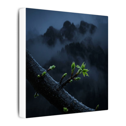 Moonlight Mountain Mist Canvas Art - Dark Japandi Kanso