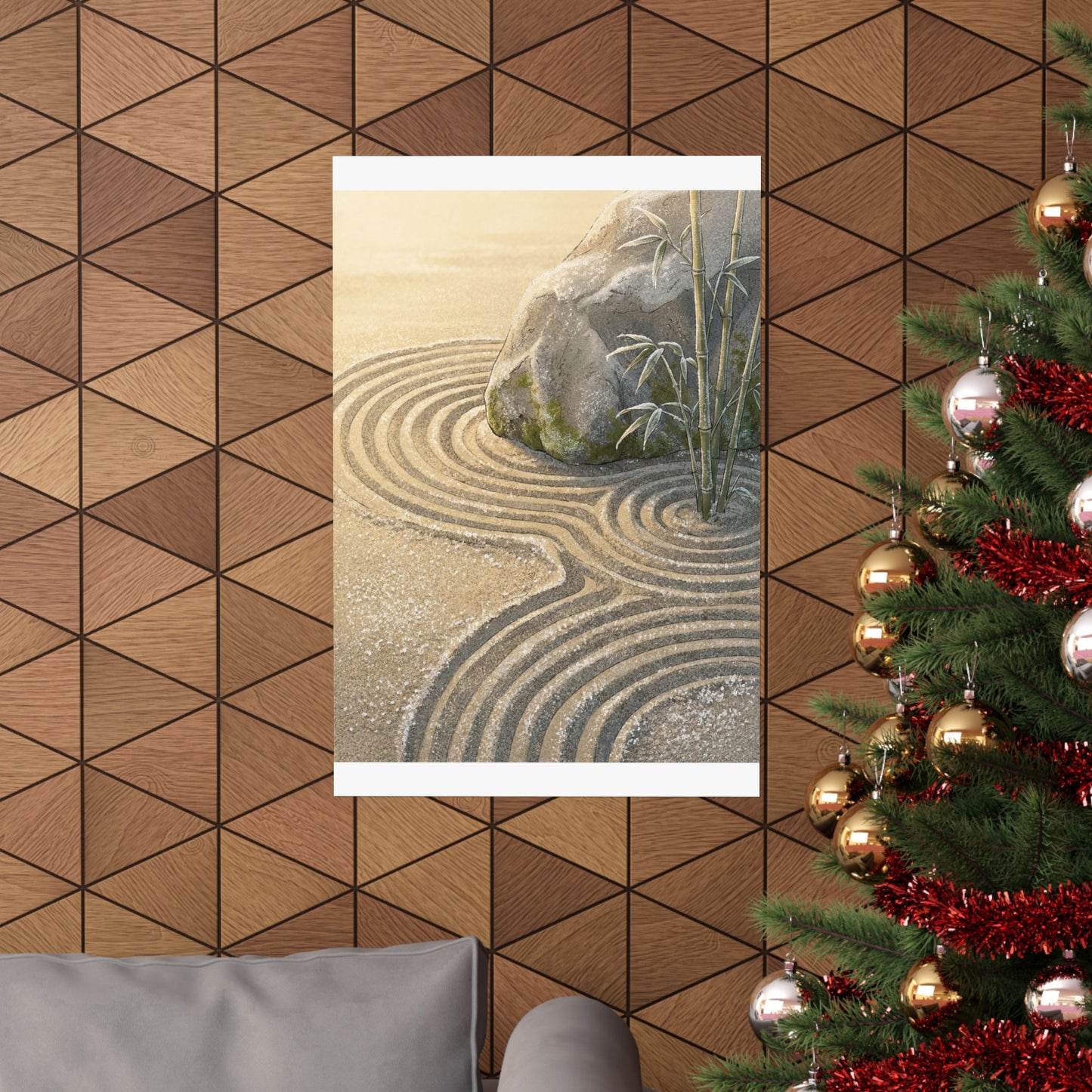 Rock Garden Ukiyo E Inspired Wall Art Print | Peaceful Zen Art
