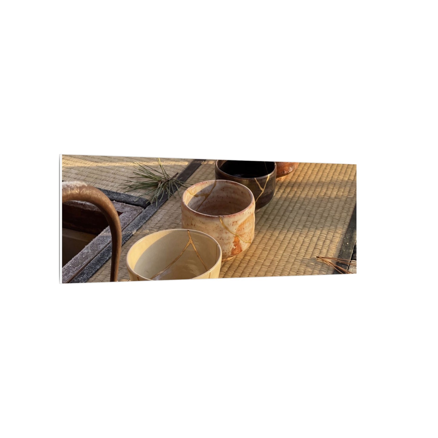 Kintsugi Tea Ceremony in Golden Hour | Gold Repair Canvas Art