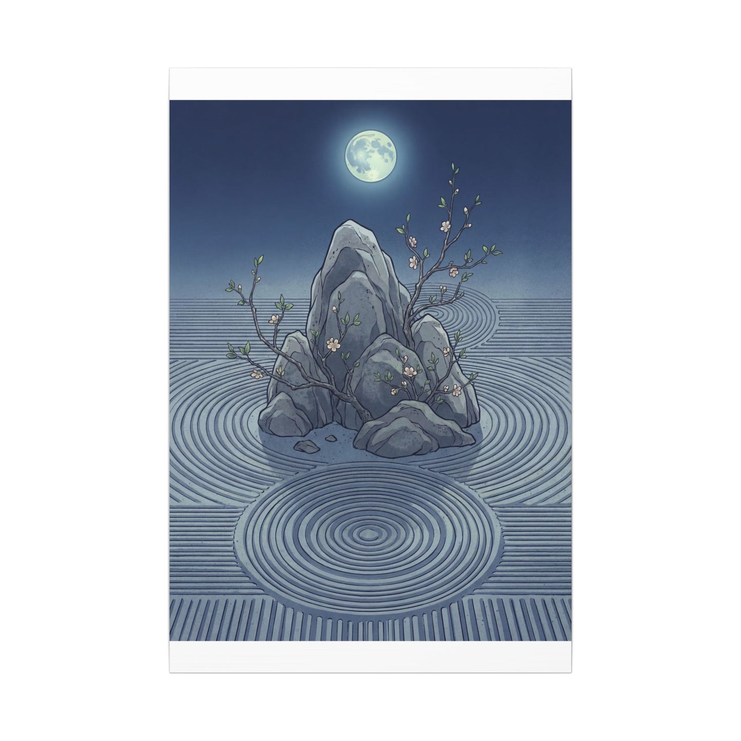 Spring Rock Garden Ukiyo E Inspired Canvas Art | Tranquil Decor