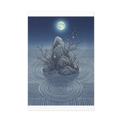 Spring Rock Garden Ukiyo E Inspired Canvas Art | Tranquil Decor
