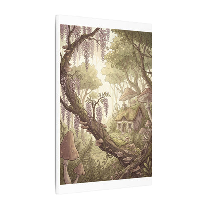 Summer Wisteria Mushroom Illustration Canvas Art | Enchanting Decor