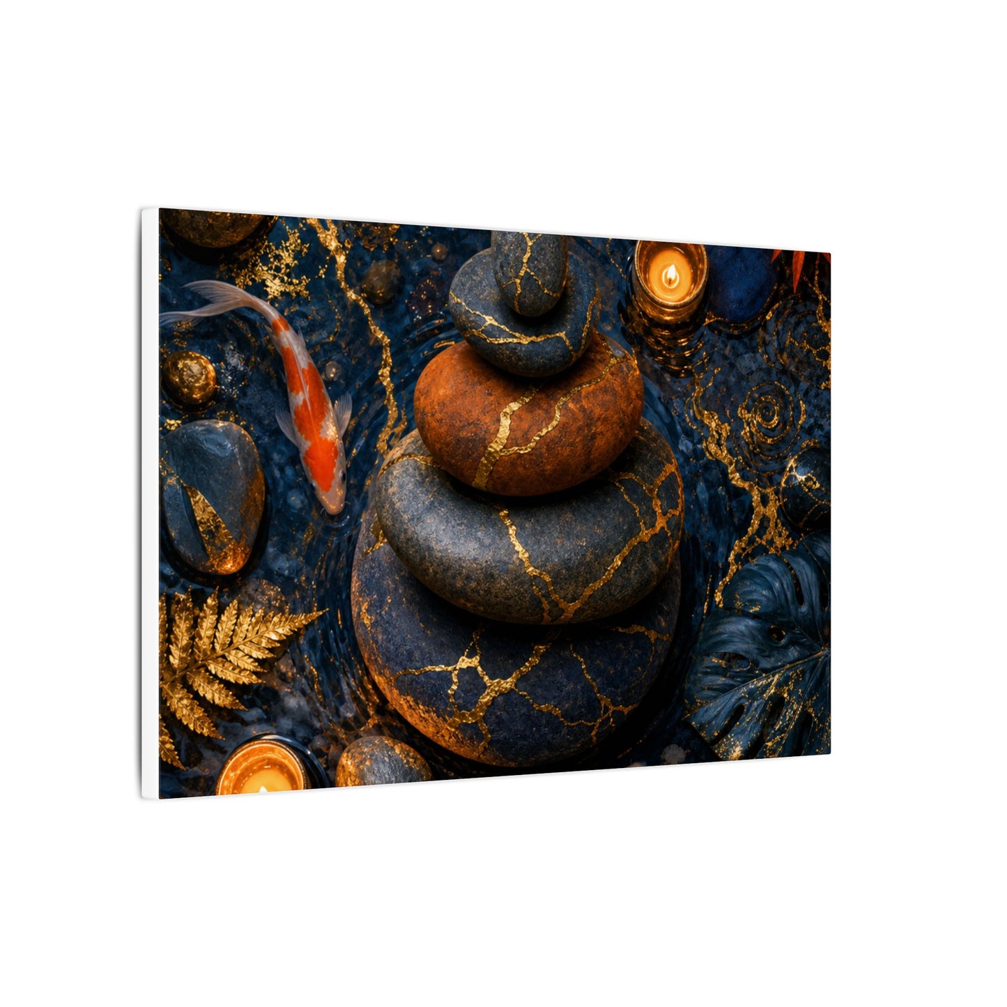 Summer River Stones Gold Vein Canvas Art | Resilient Decor