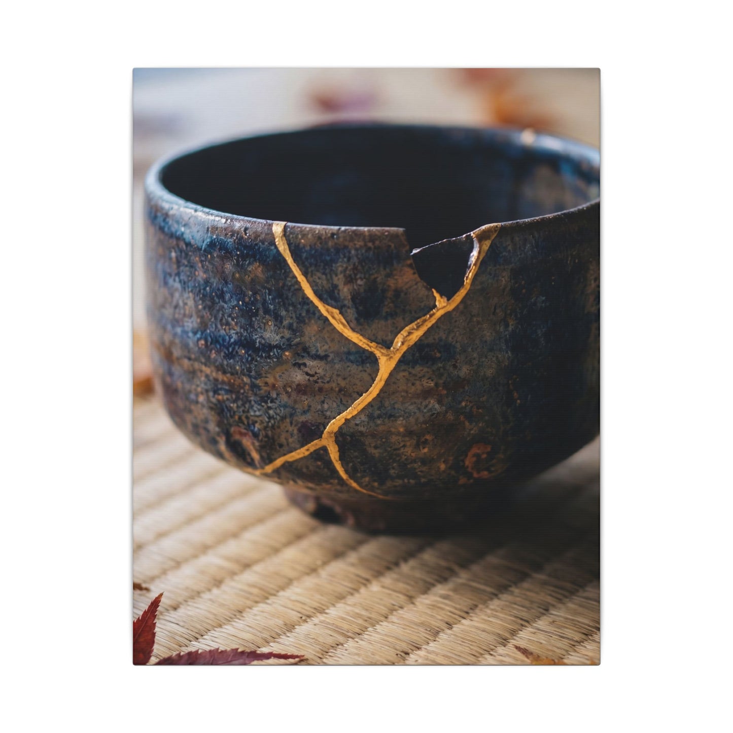 Tea Ceremony Autumn Canvas Art | Kintsugi Healing Design