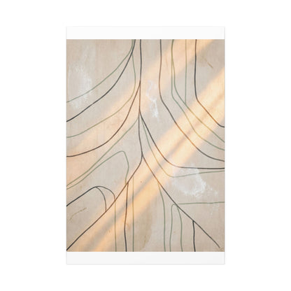 Shoji Screen Minimal Line Canvas Art | Warm Japandi Art