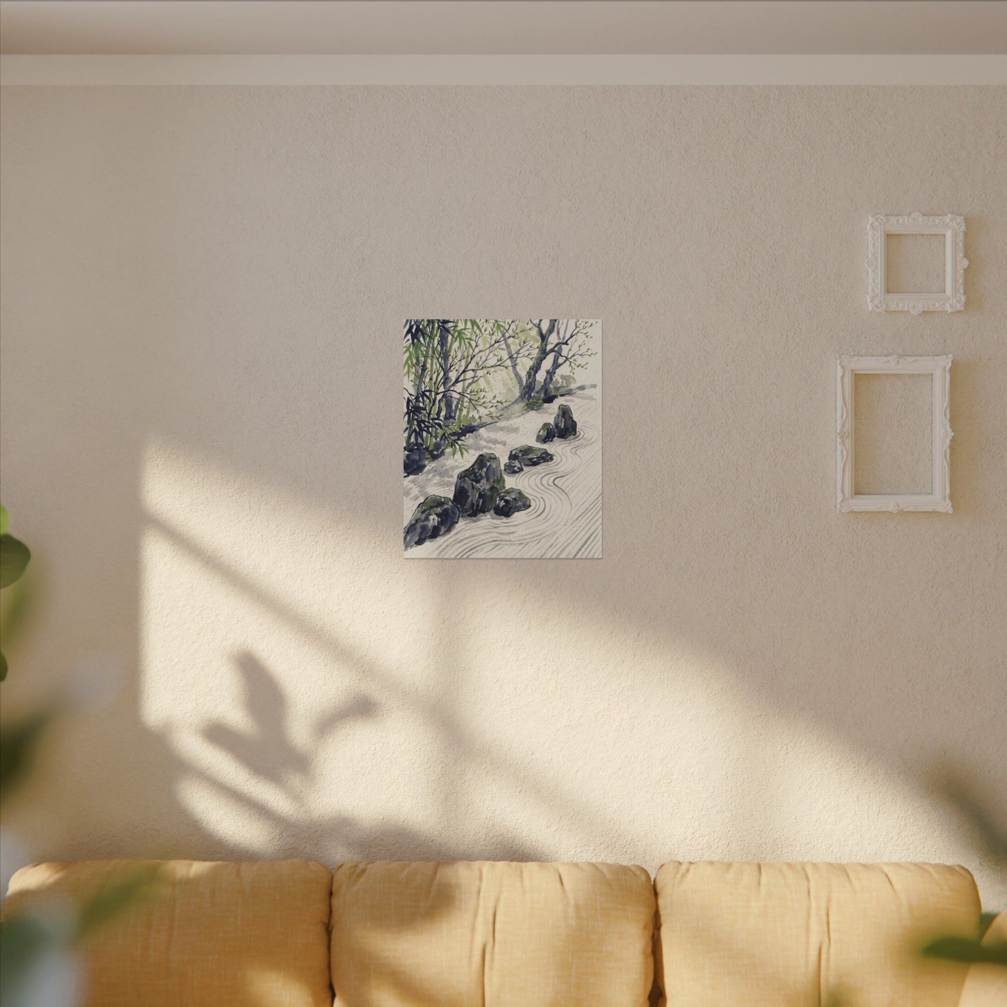 Dappled Rock Garden Canvas Art - Zen Mono No Aware