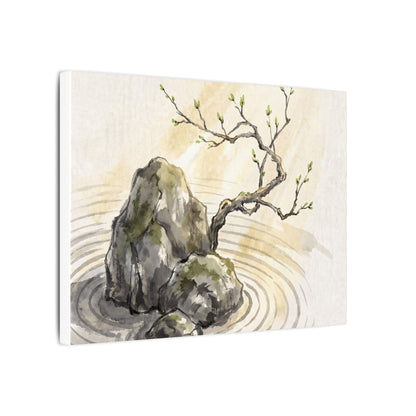 Serene Rock Garden Canvas Art - Sumi E Zen
