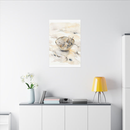 Ceramic Bowl Canvas Art | Winter Japandi Watercolor Art