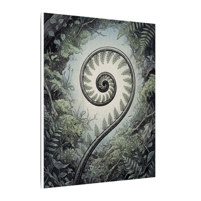 Zen Fern Unfurling in Dawn | Ukiyo E Inspired Canvas Art