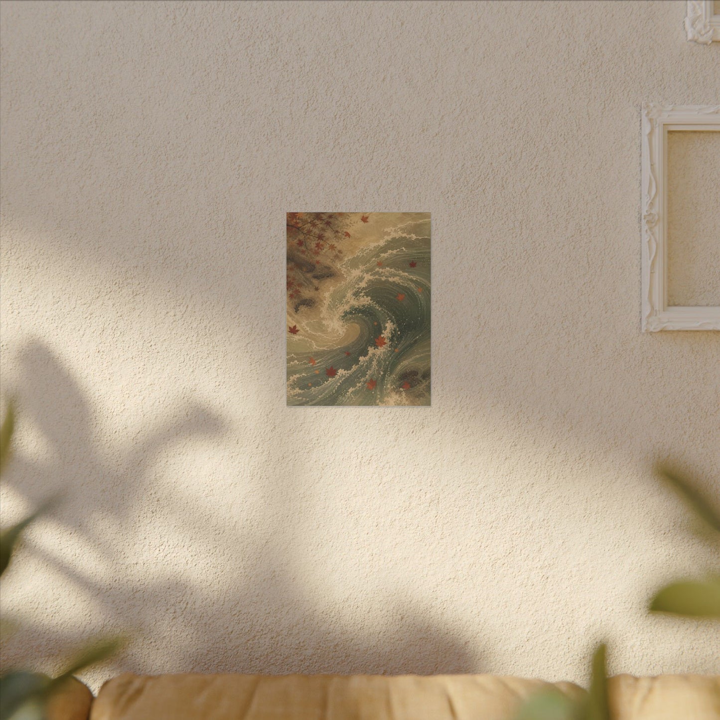 Japandi Ocean Wave in Candlelight | Japanese Pattern Canvas Art