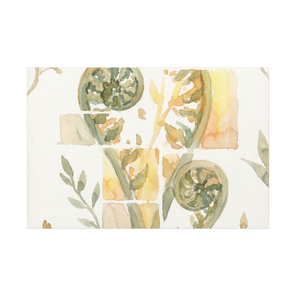 Earthy Fern Unfurling Canvas Art - Watercolor Japandi
