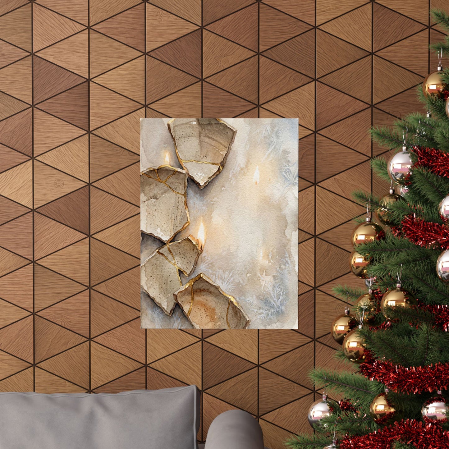Winter Broken Pottery Watercolor Wall Art Print | Neutral Decor
