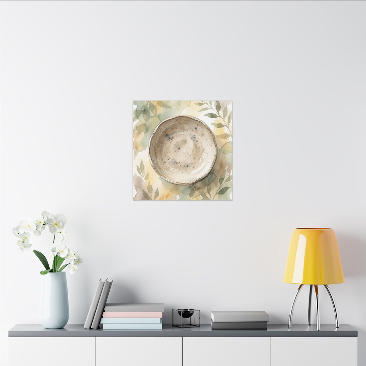 Ceramic Bowl Watercolor Canvas Art | Warm Japandi Art